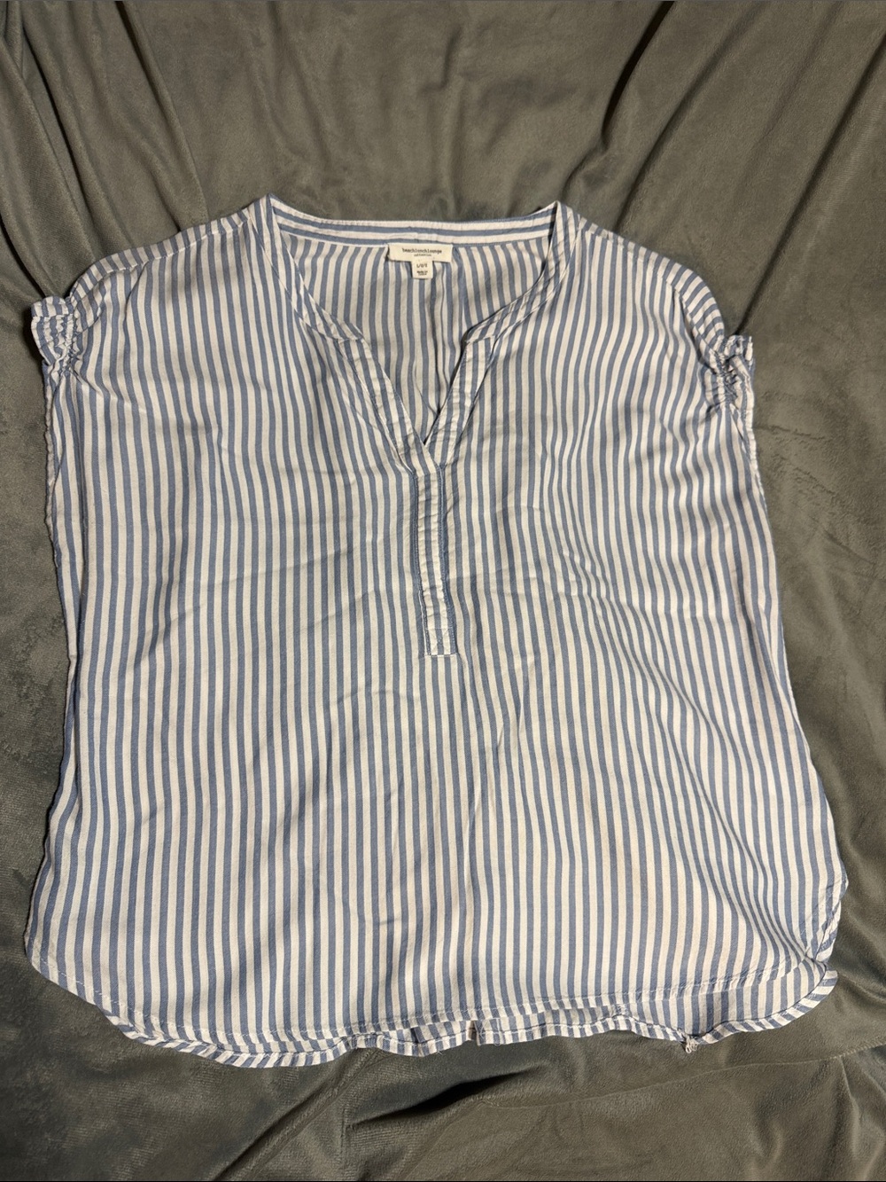 beachlunchlounge Blue and White Striped Short Sleeve Men’s Shirt